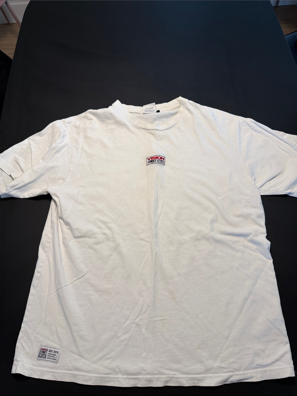 Vintage White VISION Men’s Graphic Pocket-Logo T-Shirt
